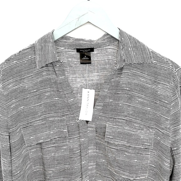ANN TAYLOR | factory striped blouse size M NWT - Picture 5 of 10